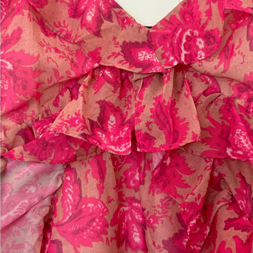 Pink Floral Ruffle Mini Dress - Picture 10 of 12